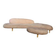 Modern Sculptural Freeform Cloud Sofa and Ottoman by Isamu Noguchi