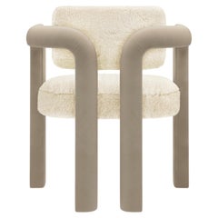 Modern sculptural fur taupe velvet Double Arch dining chair by InsidherLand