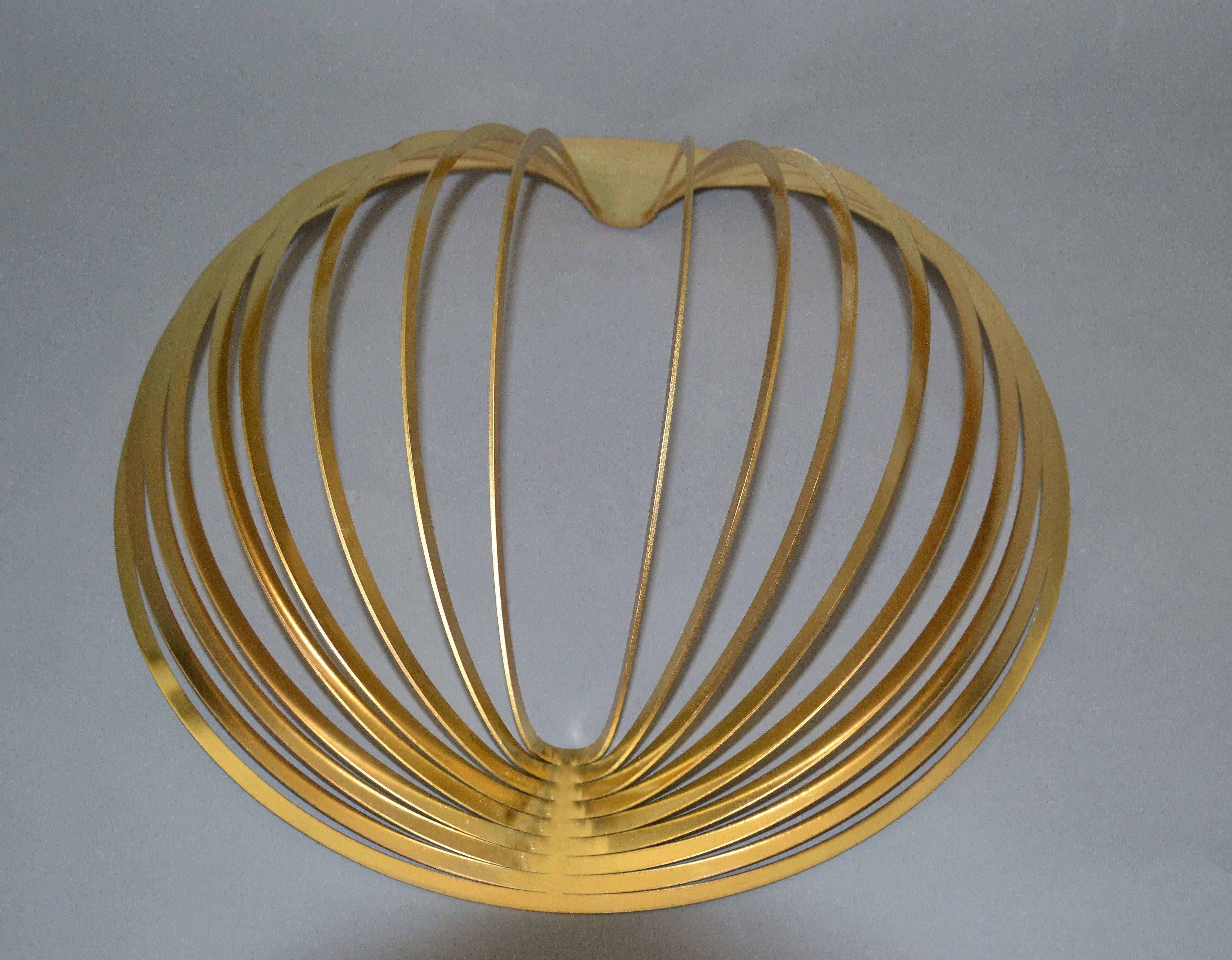 Modern Sculptural Golden Brass Rocking Bowl, Eight Mood, Sweden 1