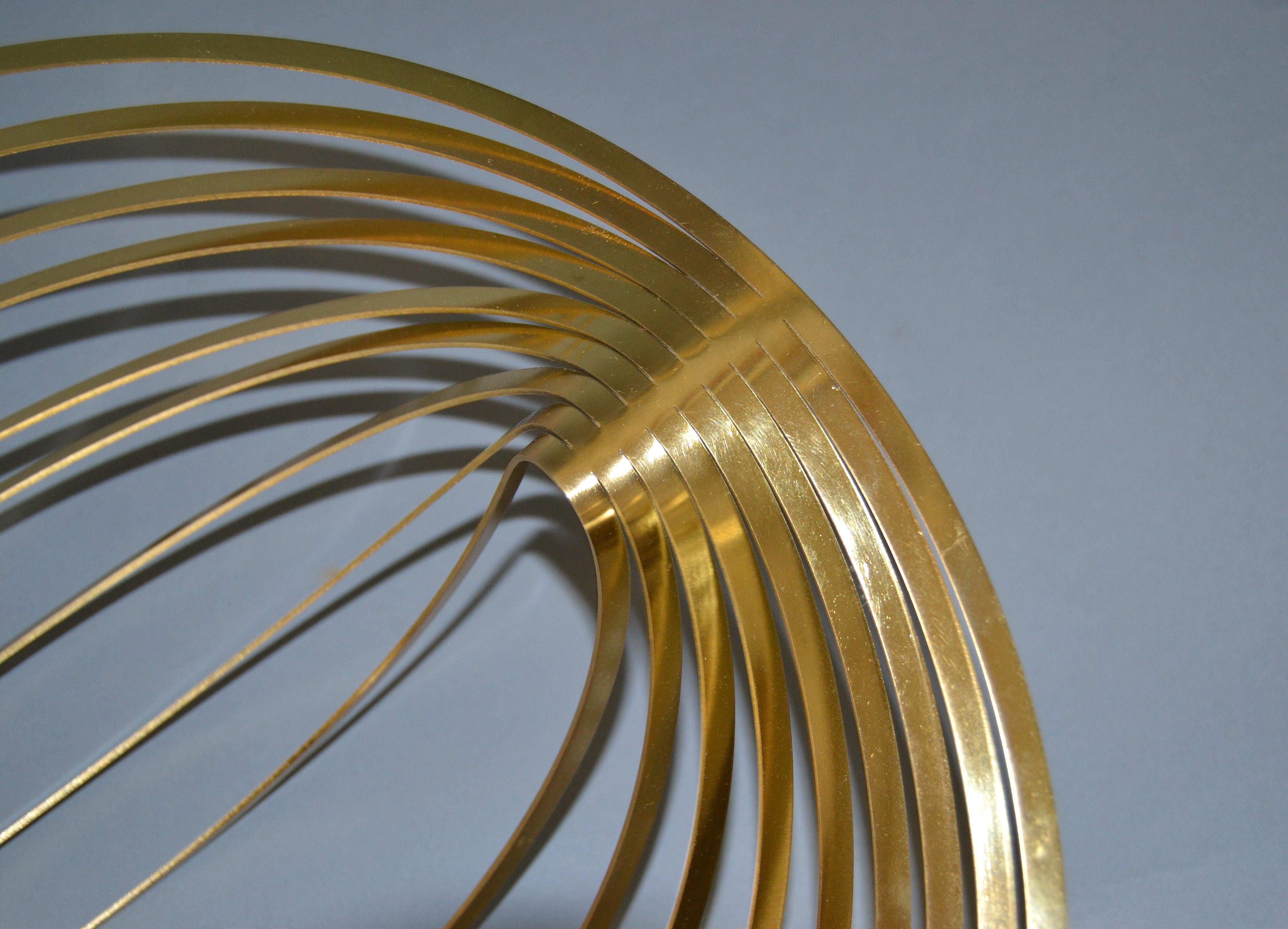 Polished Modern Sculptural Golden Brass Rocking Bowl, Eight Mood, Sweden