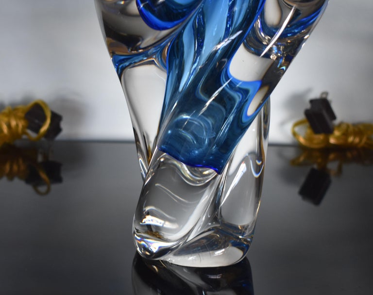 Italian Modern Sculptural Hand Blown Murano Art Glass Flower Vase For Sale