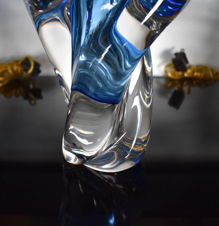 Modern Sculptural Hand Blown Murano Art Glass Flower Vase For Sale 1
