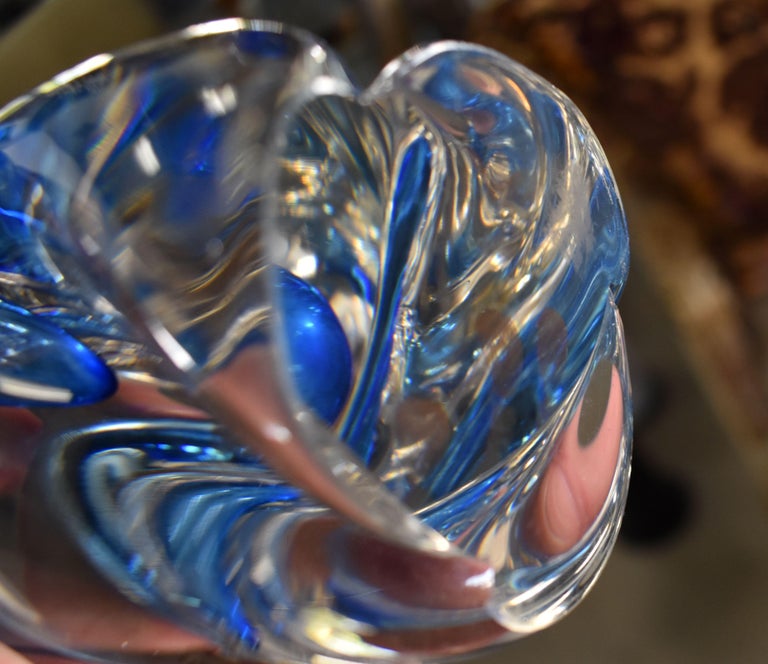 Modern Sculptural Hand Blown Murano Art Glass Flower Vase For Sale 2