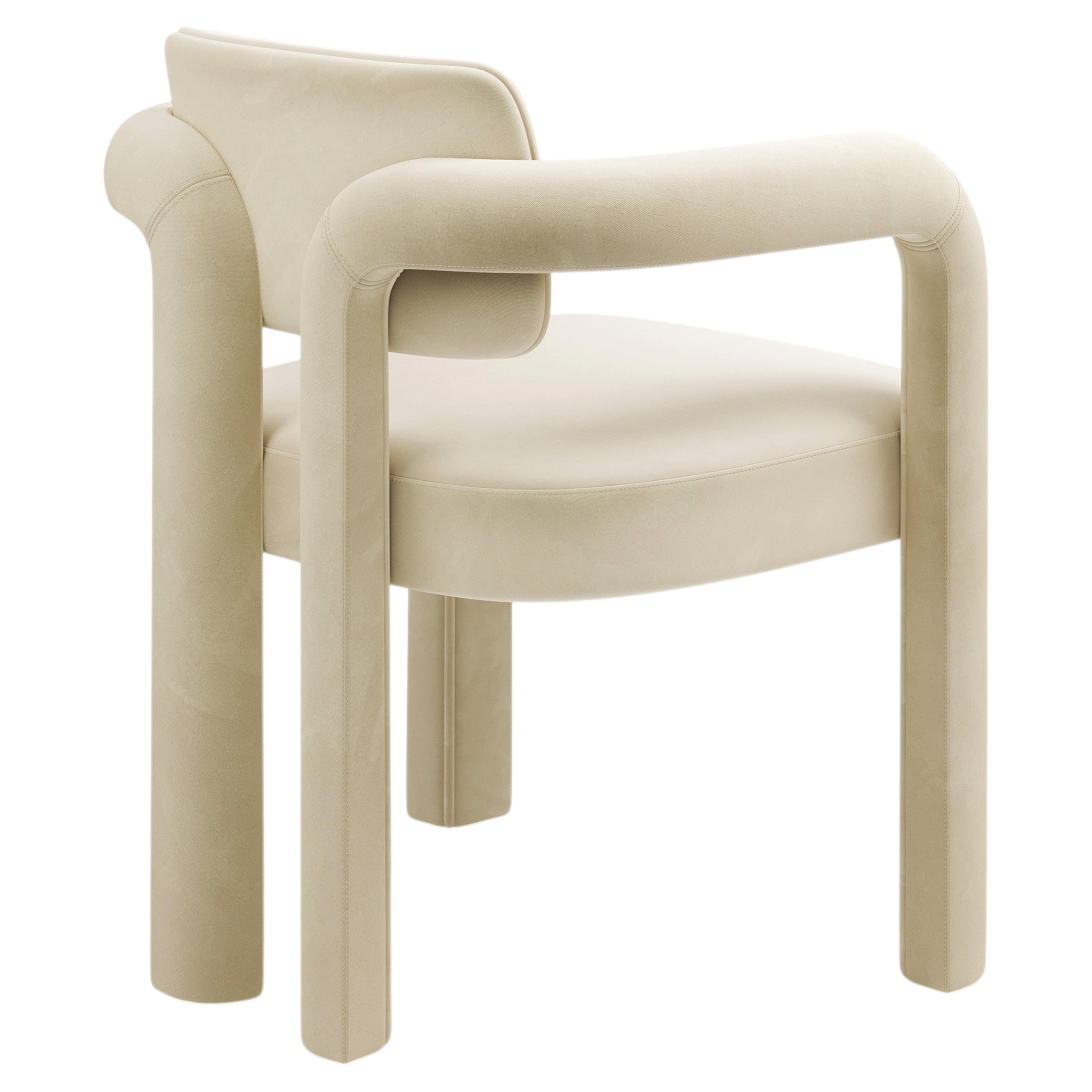 Modern sculptural ivory velvet Double Arch dining chair by InsidherLand For Sale