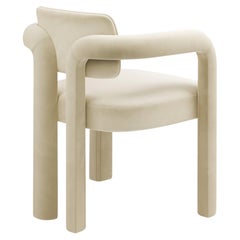 Modern sculptural ivory velvet Double Arch dining chair by InsidherLand
