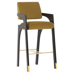 Modern sculptural light brown velvet Arches counter stool by InsidherLand