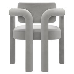 Modern sculptural light gray velvet Double Arch dining chair by InsidherLand