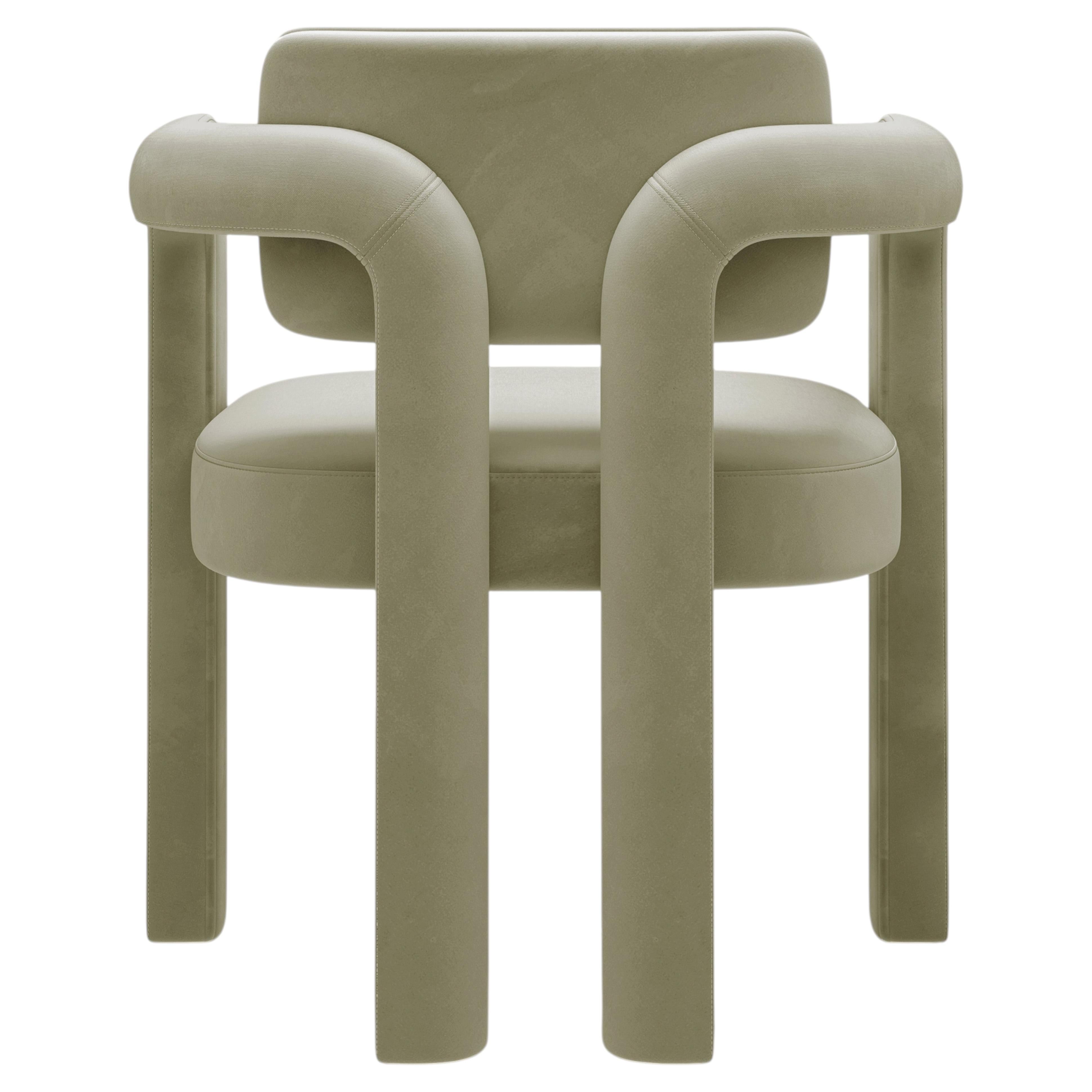 Modern sculptural light green velvet Double Arch dining chair by InsidherLand