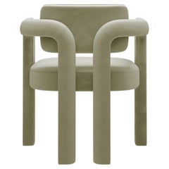 Modern sculptural light green velvet Double Arch dining chair by InsidherLand