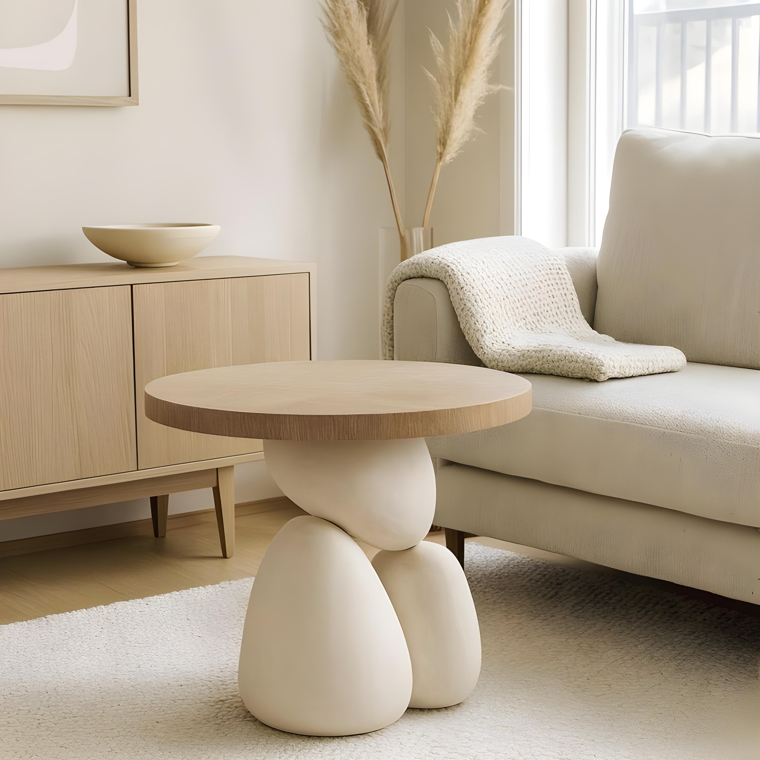 Plâtre Table d'appoint moderne sculpturale en marbre avec base organique en vente