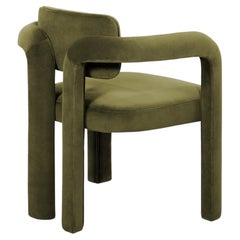 Modern sculptural olive green velvet Double Arch dining chair by InsidherLand