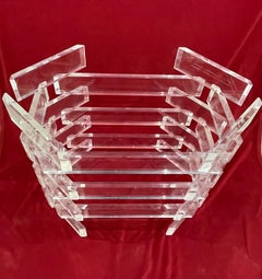 Modern Sculptural Prism Lucite Dining Table Base, Charles Hollis Jones
