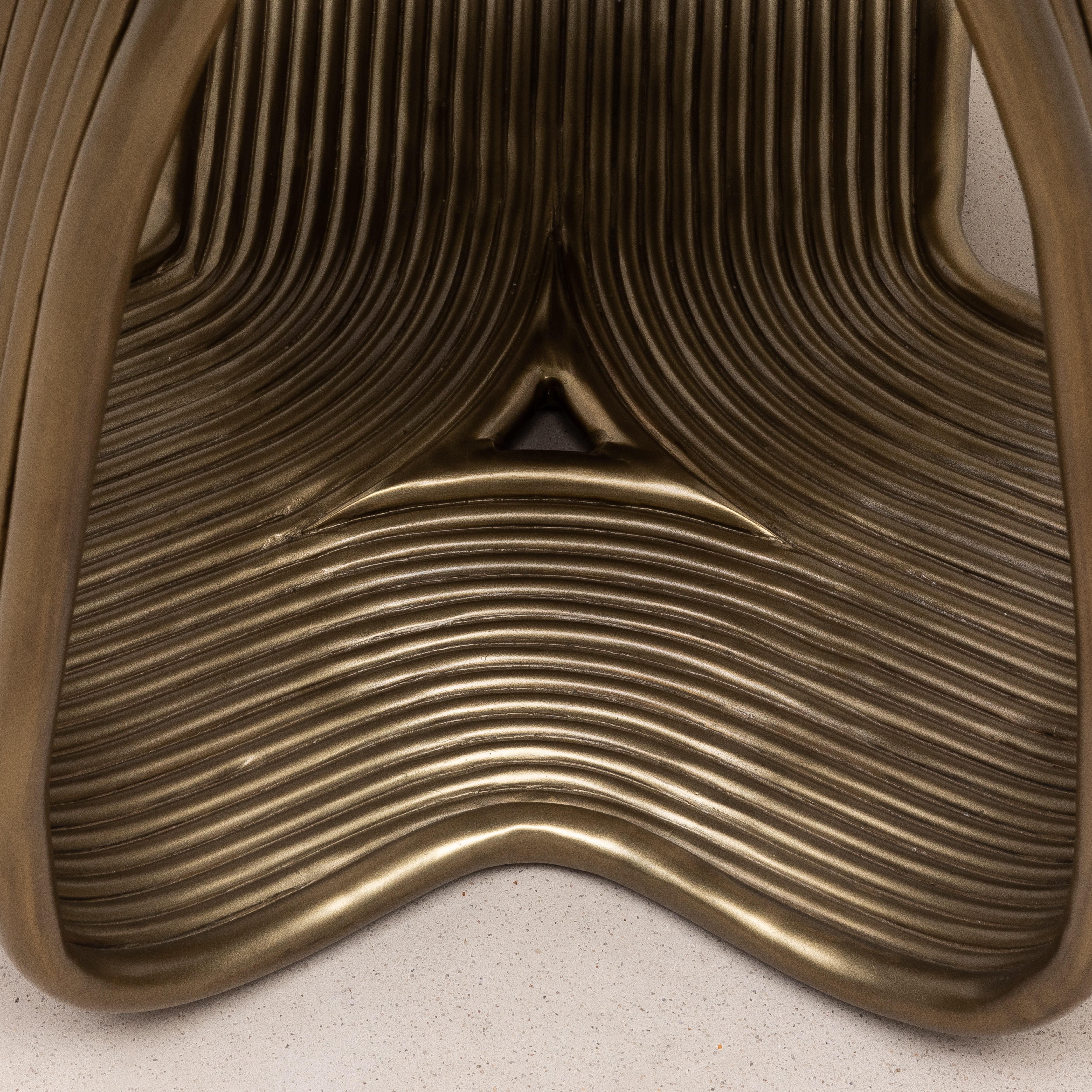 Sgabello moderno scultoreo in ottone patinato bronzo di R&Y Augousti in vendita 3