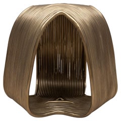 Modern Sculptural Stool in Bronze Patina Brass by R&Y Augousti