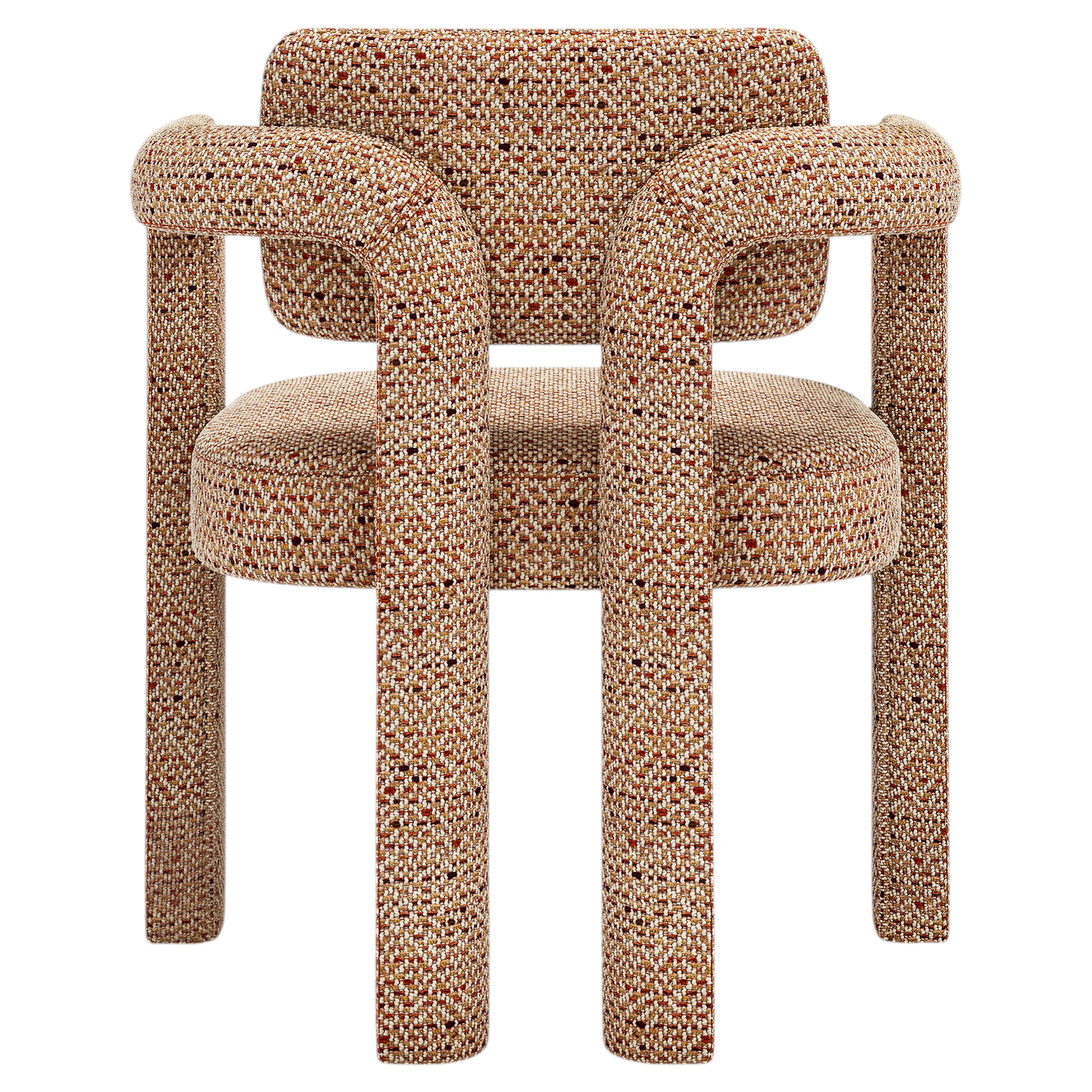 Modern sculptural textured fabric Double Arch dining chair by InsidherLand For Sale