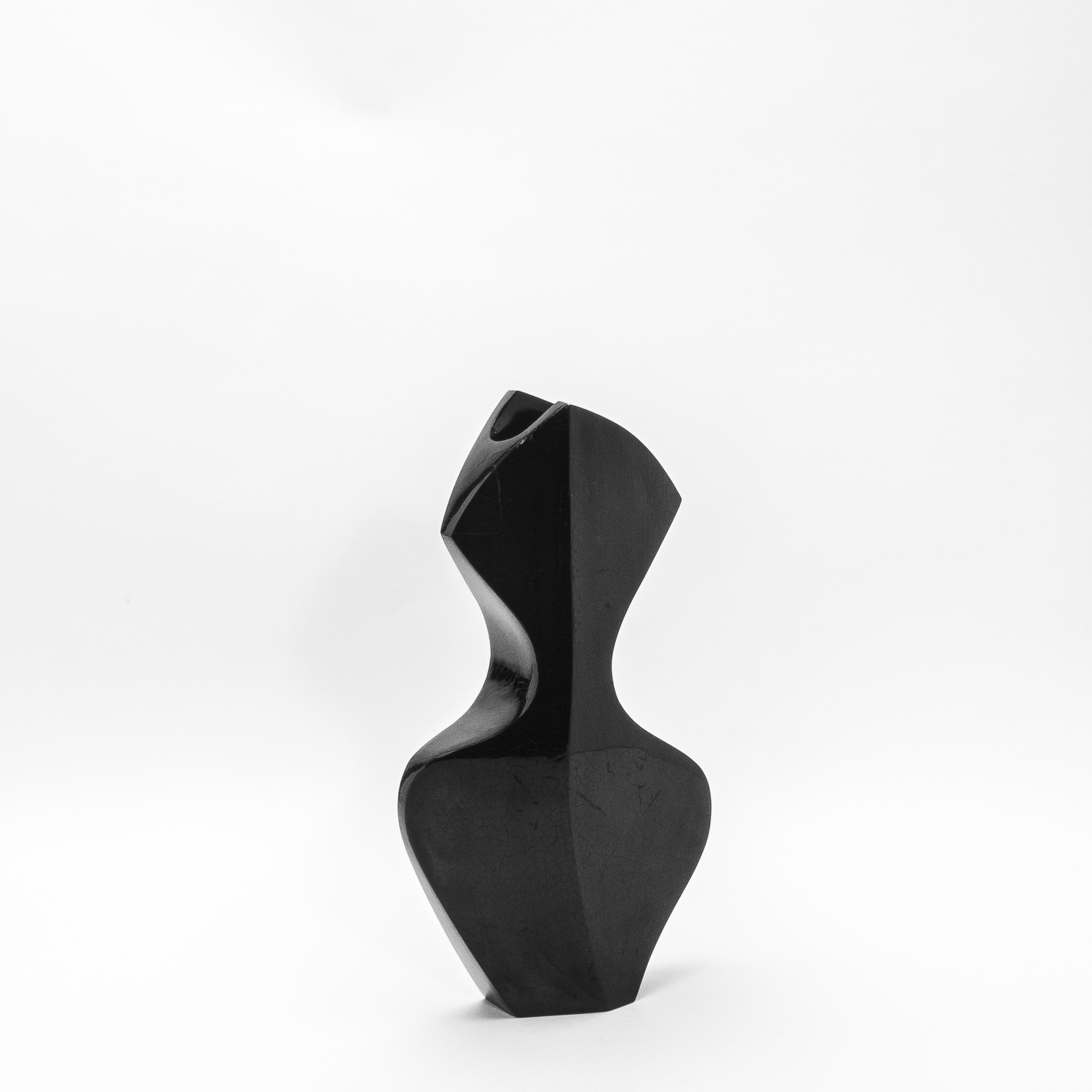 Il vaso La Dame di R&Y Augousti è una straordinaria scultura moderna, meticolosamente realizzata a mano in conchiglia nera. La sua silhouette è una rappresentazione artistica di un'eleganza fluida, che fonde linee geometriche nette con curve