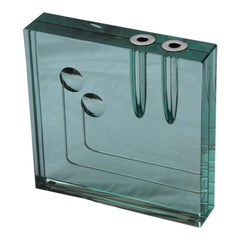 Modern Sculptural Vase Gallotti & Radice 1970 Mirrored Square Form Italian
