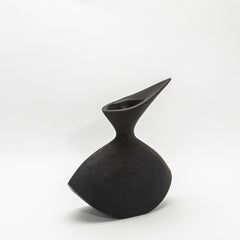 Modern Sculptural Vase in Black Shagreen by R&Y Augousti