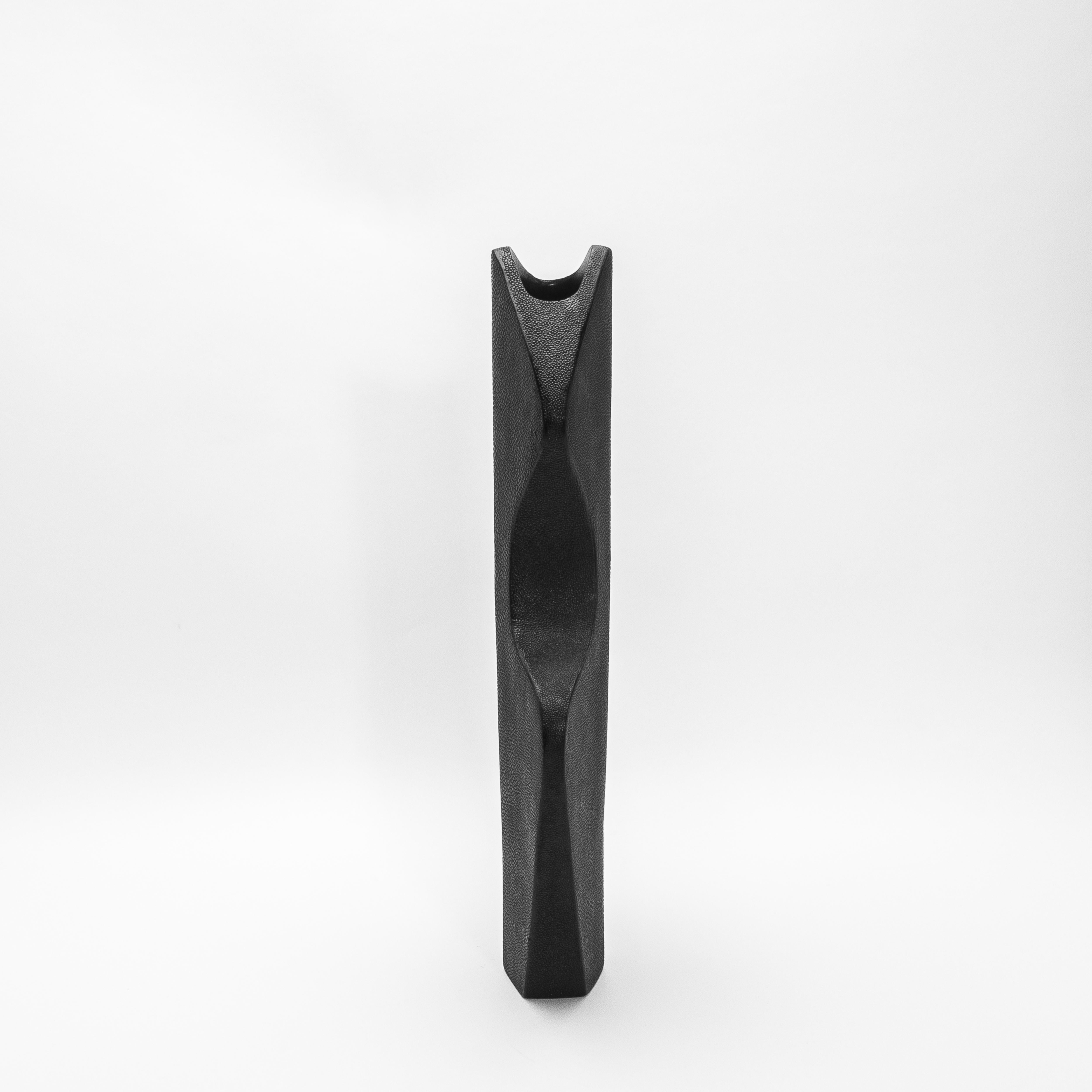 Art Deco Modern Sculptural Vase in Black Shagreen by R&Y Augousti For Sale