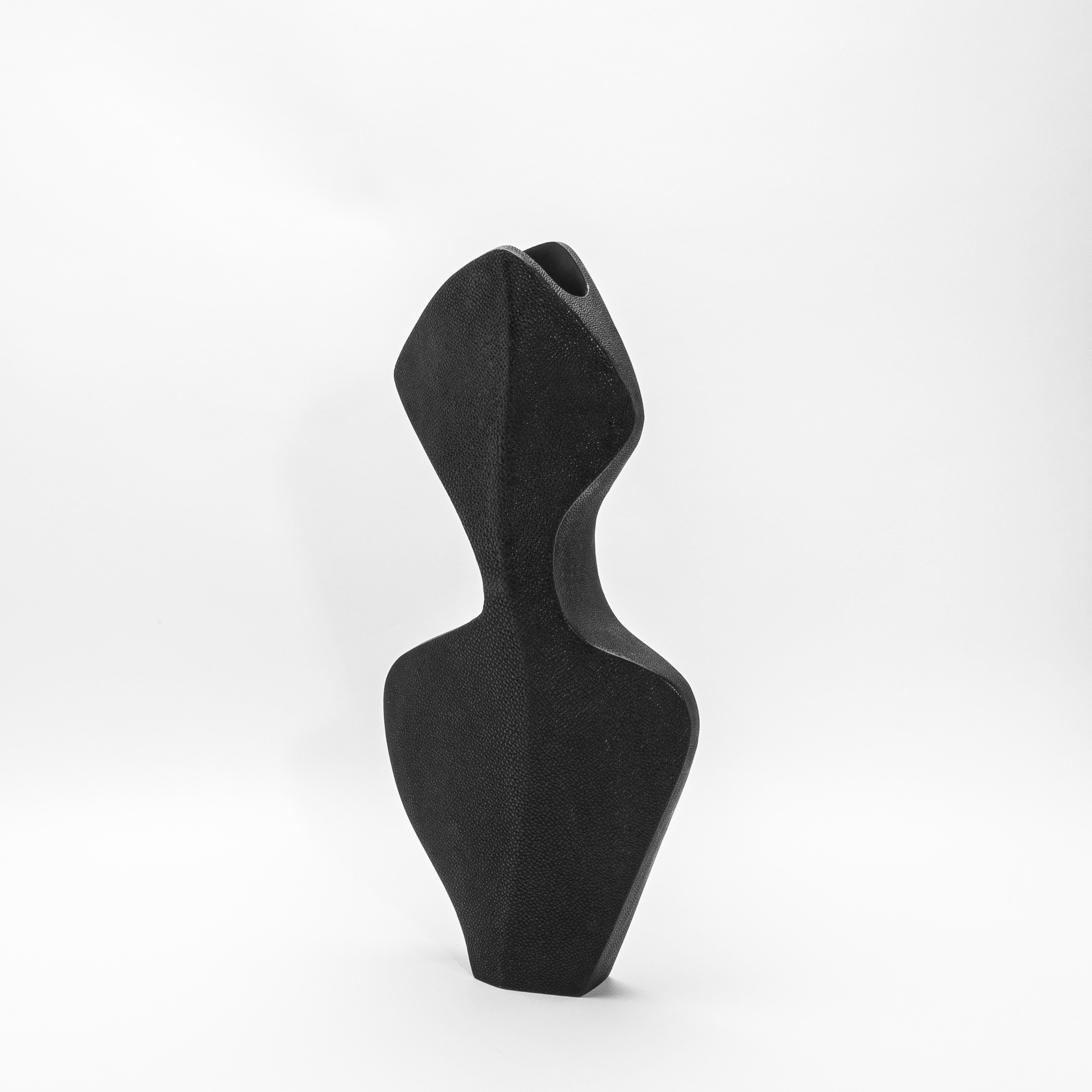 Philippine Modern Sculptural Vase in Black Shagreen by R&Y Augousti For Sale