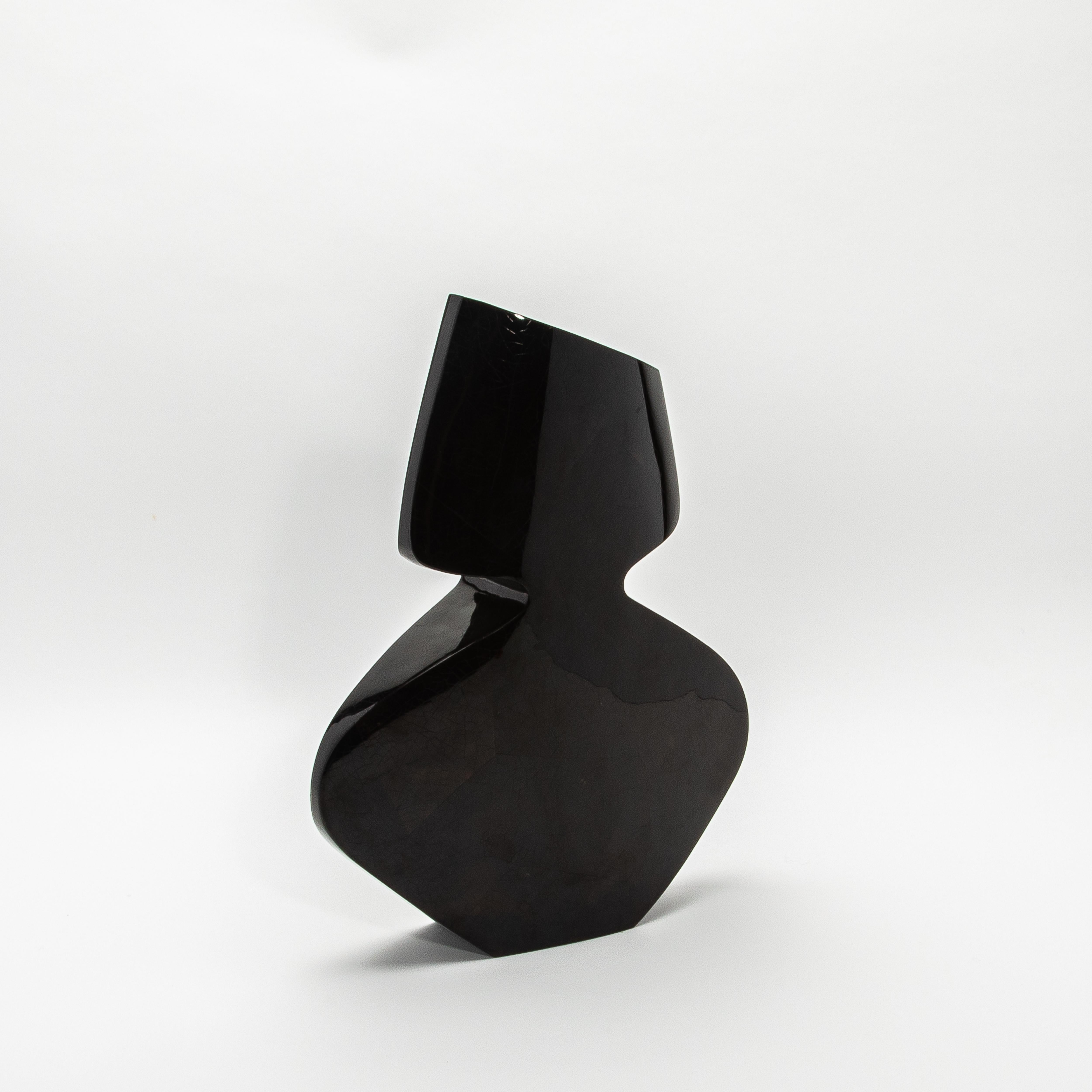 The La Feme Vase by R&Y Augousti is an exquisite embodiment of modern sculptural elegance, handcrafted from luxurious black pen shell. Its bold, organic form is meticulously shaped to create a striking silhouette that commands attention in any