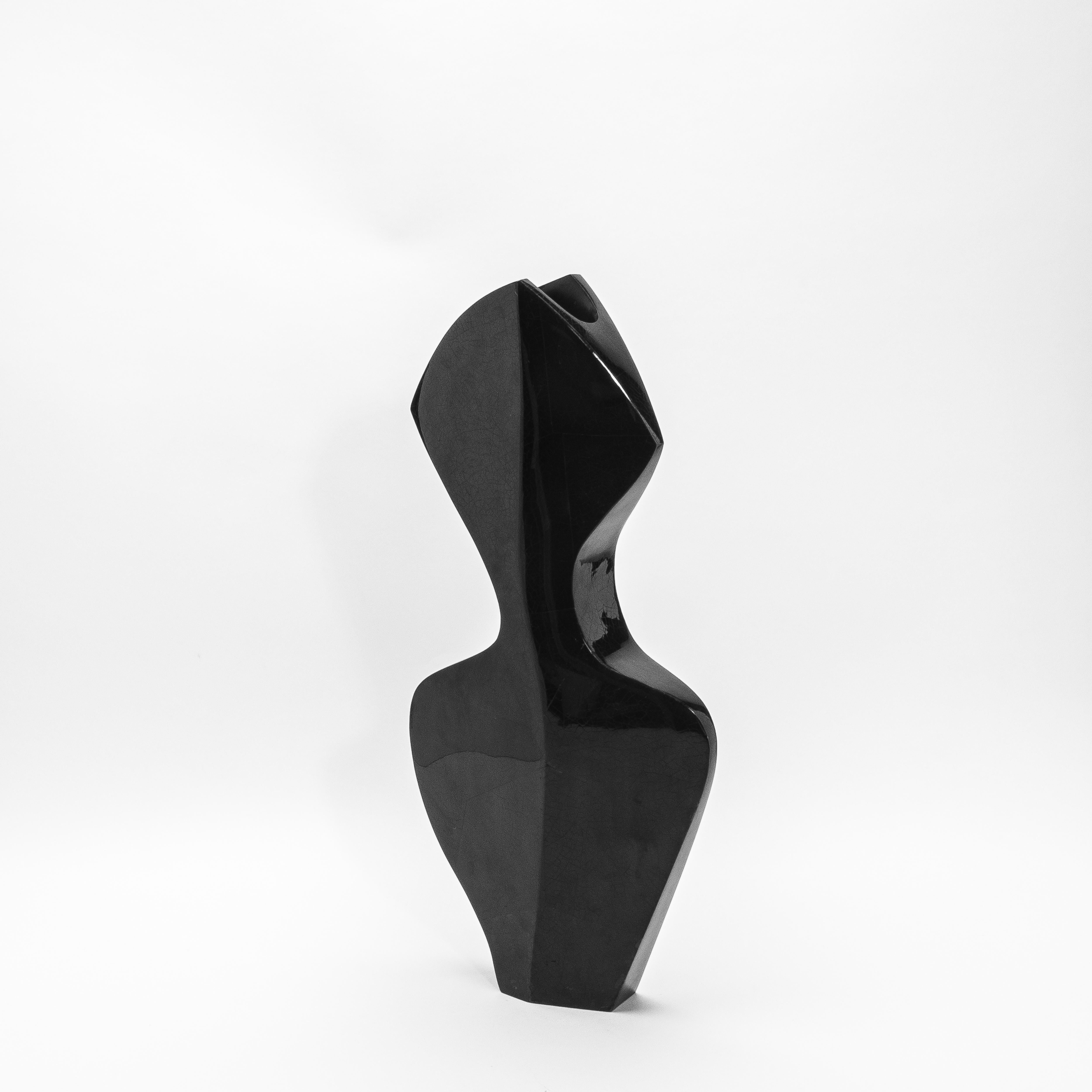 Filippino Vaso moderno scultoreo in conchiglia nera di R&Y Augousti in vendita