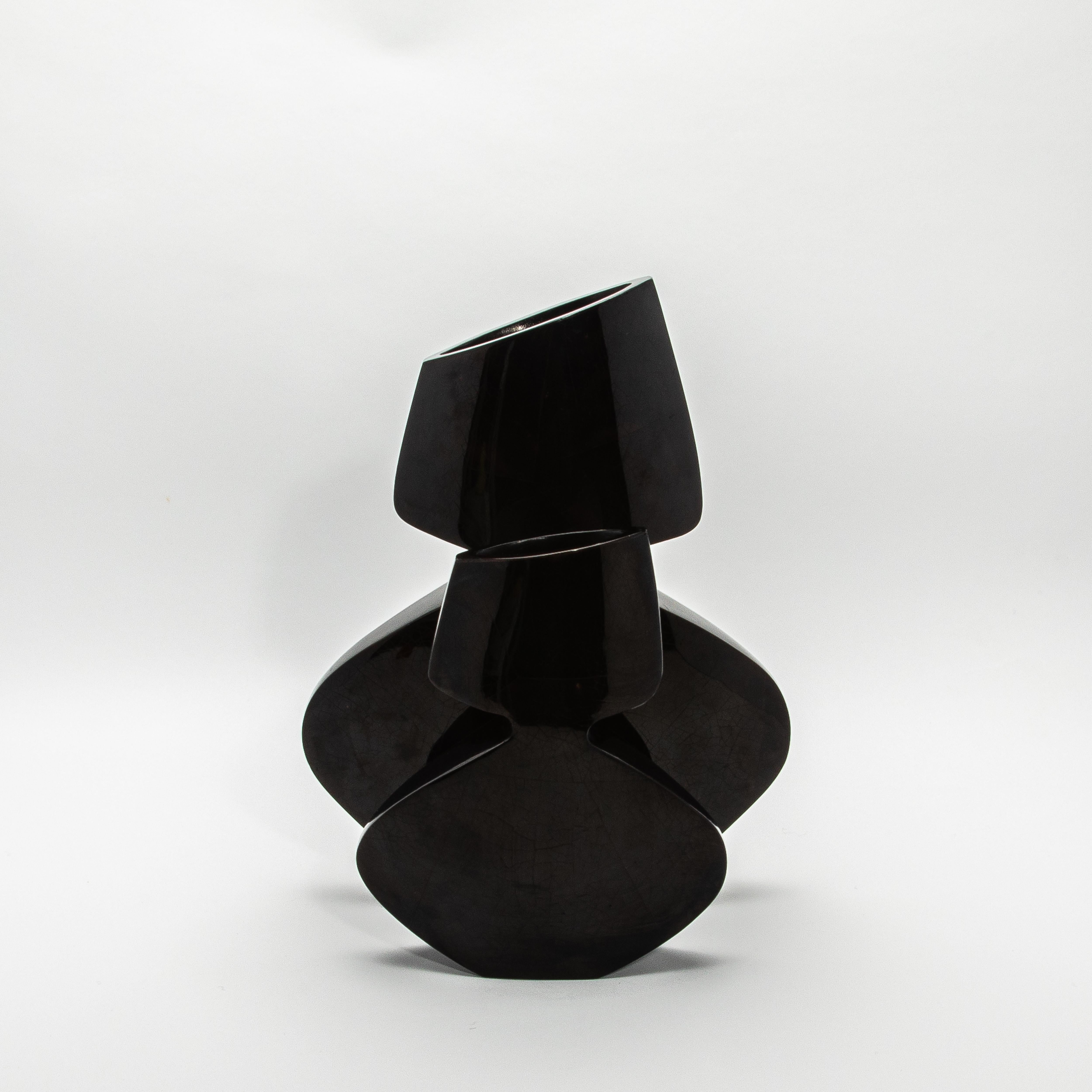Modern Sculptural Vase in Black Shell by R&Y Augousti For Sale 1