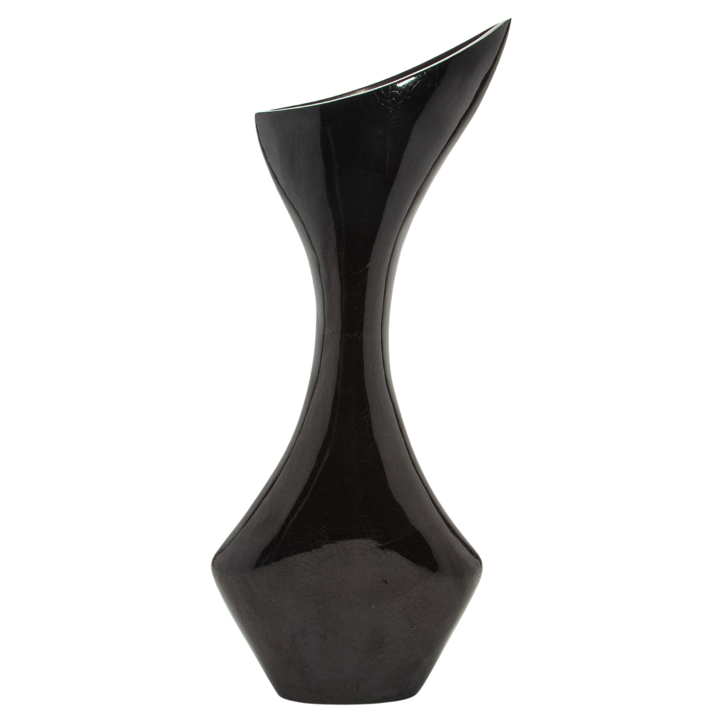 Vaso moderno scultoreo in conchiglia nera di R&Y Augousti