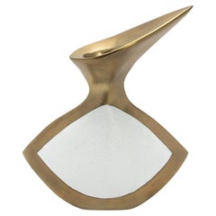 Modern Sculptural Vase in Bronze Patina Brass and Shagreen by R&Y Augousti