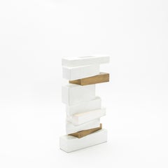 Modern Sculptural Vase in Shagreen with Shell and Brass Details by KIFU Paris