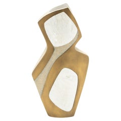 Modern Sculptural Vase in Shagreen with Shell and Brass Details by R&Y Augousti
