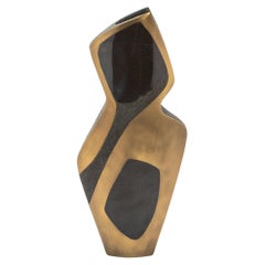 Modern Sculptural Vase in Shagreen with Shell and Brass Details by R&Y Augousti