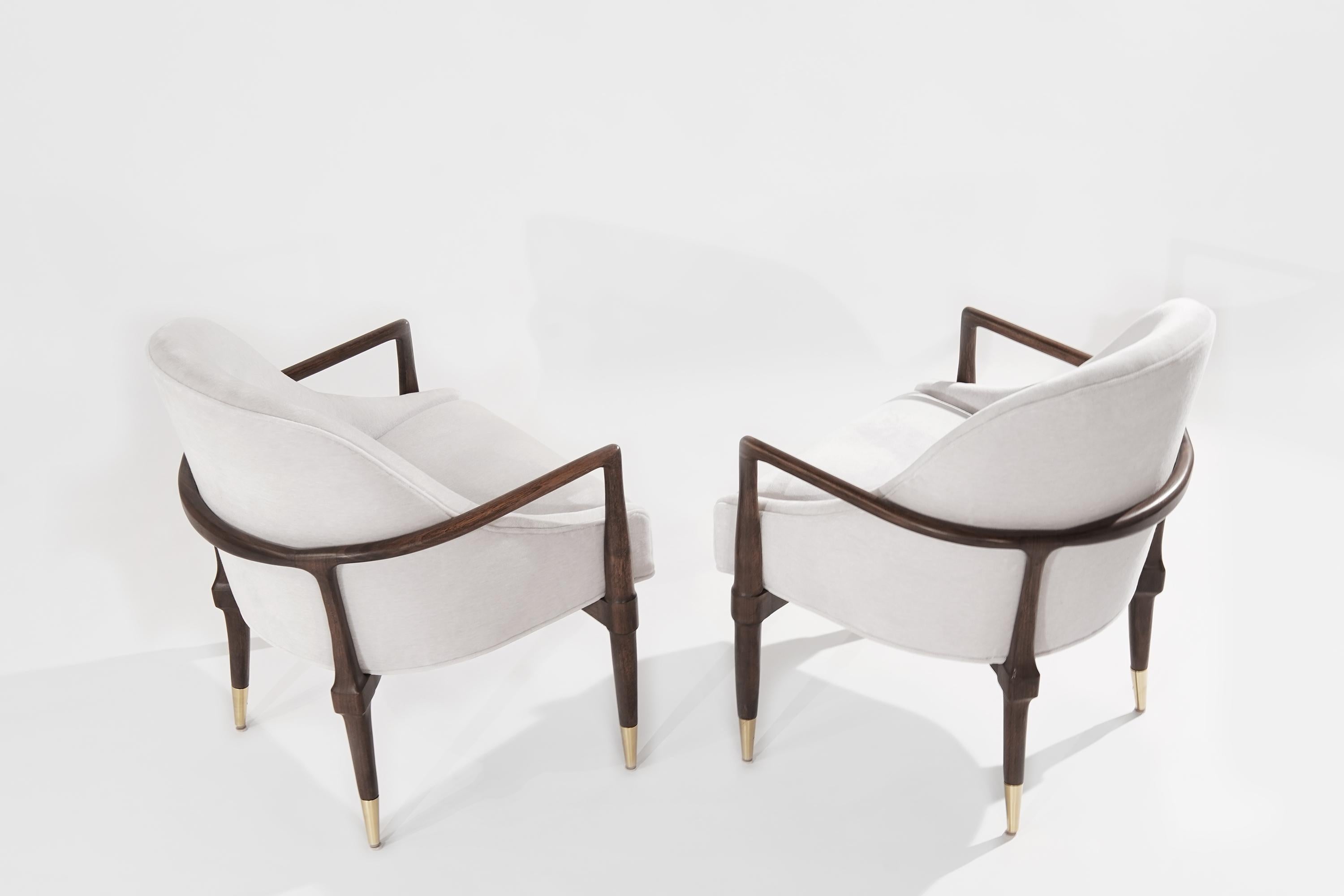 Mid-Century Modern Modern Sculptural Walnut Lounge Chairs, circa 1950s