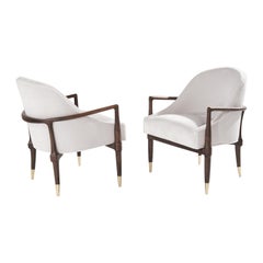 Modern Sculptural Walnut Lounge Chairs, circa 1950s