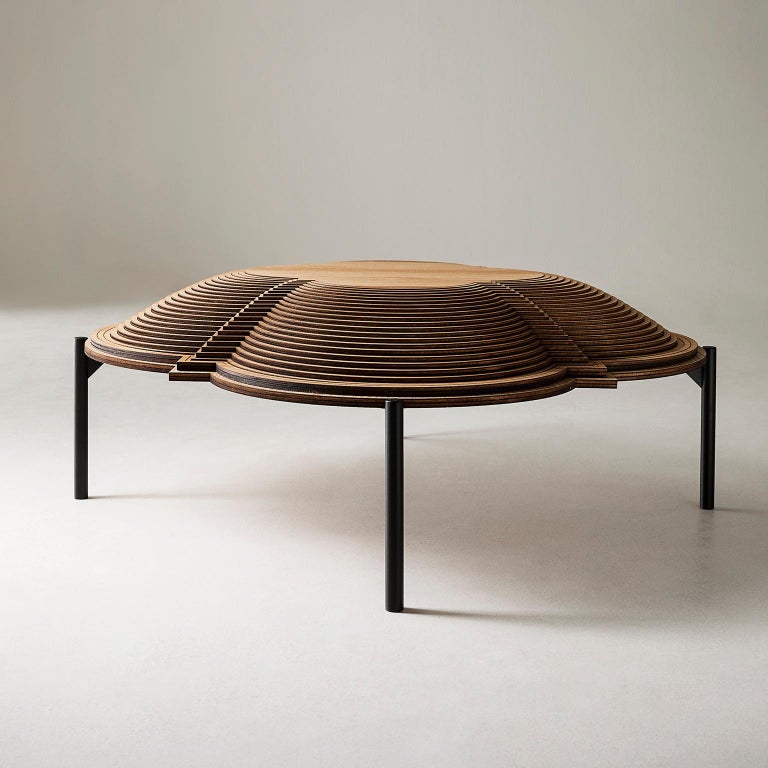 Modern Sculptural Wood Coffee Table "Dome 1" by Sebastiano Bottos