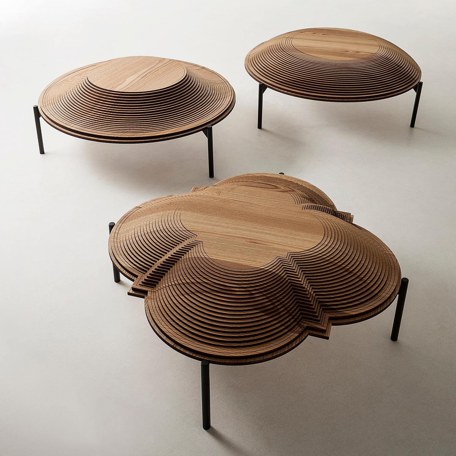 Bois Table basse moderne sculpturale en bois « Dome 2 and 3 » de Sebastiano Bottos, Italie en vente