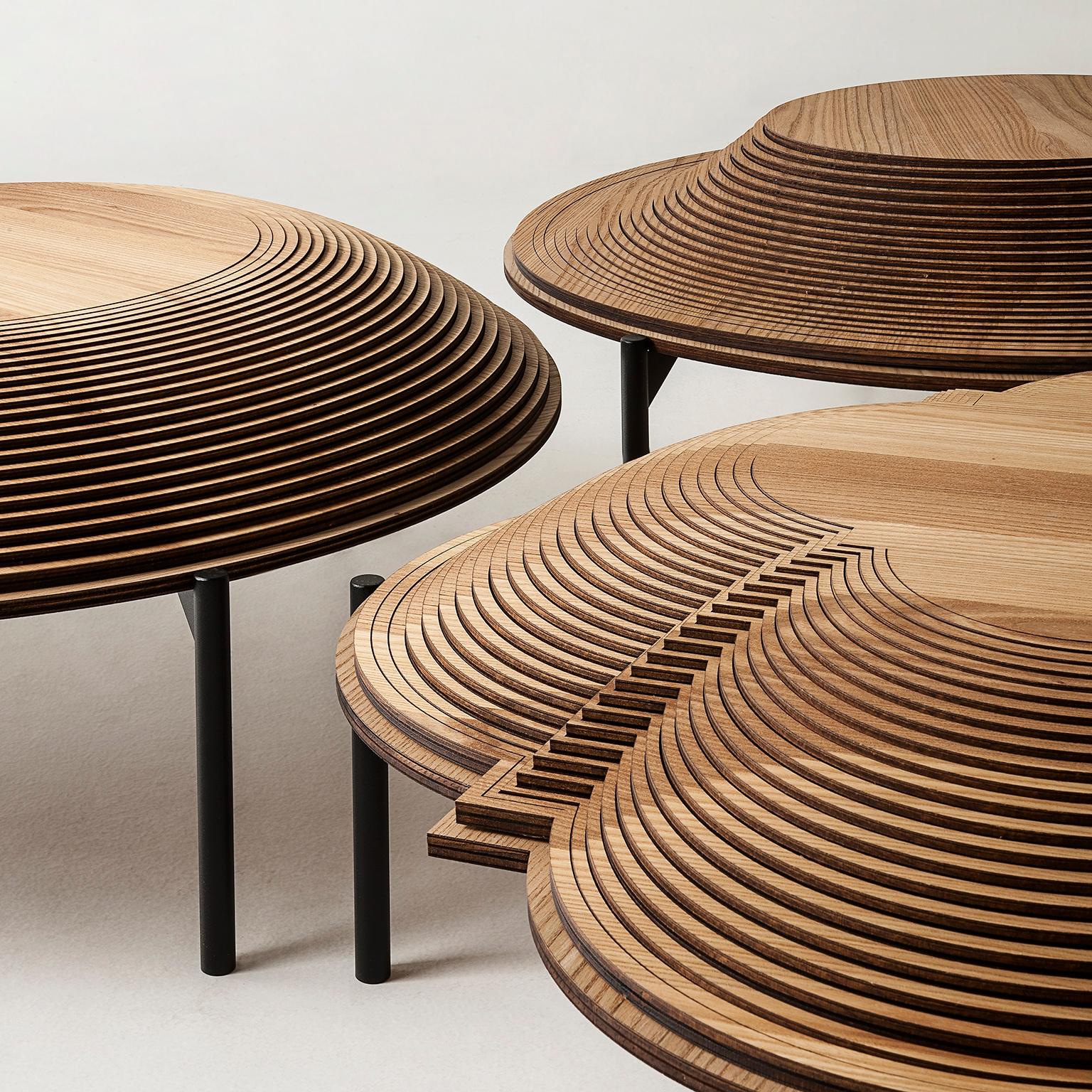 Table basse moderne sculpturale en bois « Dome 2 and 3 » de Sebastiano Bottos, Italie en vente 1