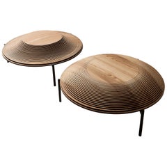 Modern Sculptural Wood Coffee Table "Dome 2 and 3" by Sebastiano Bottos, Italy