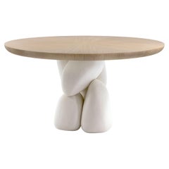 Tavolo da pranzo moderno scultoreo in Wood con base organica