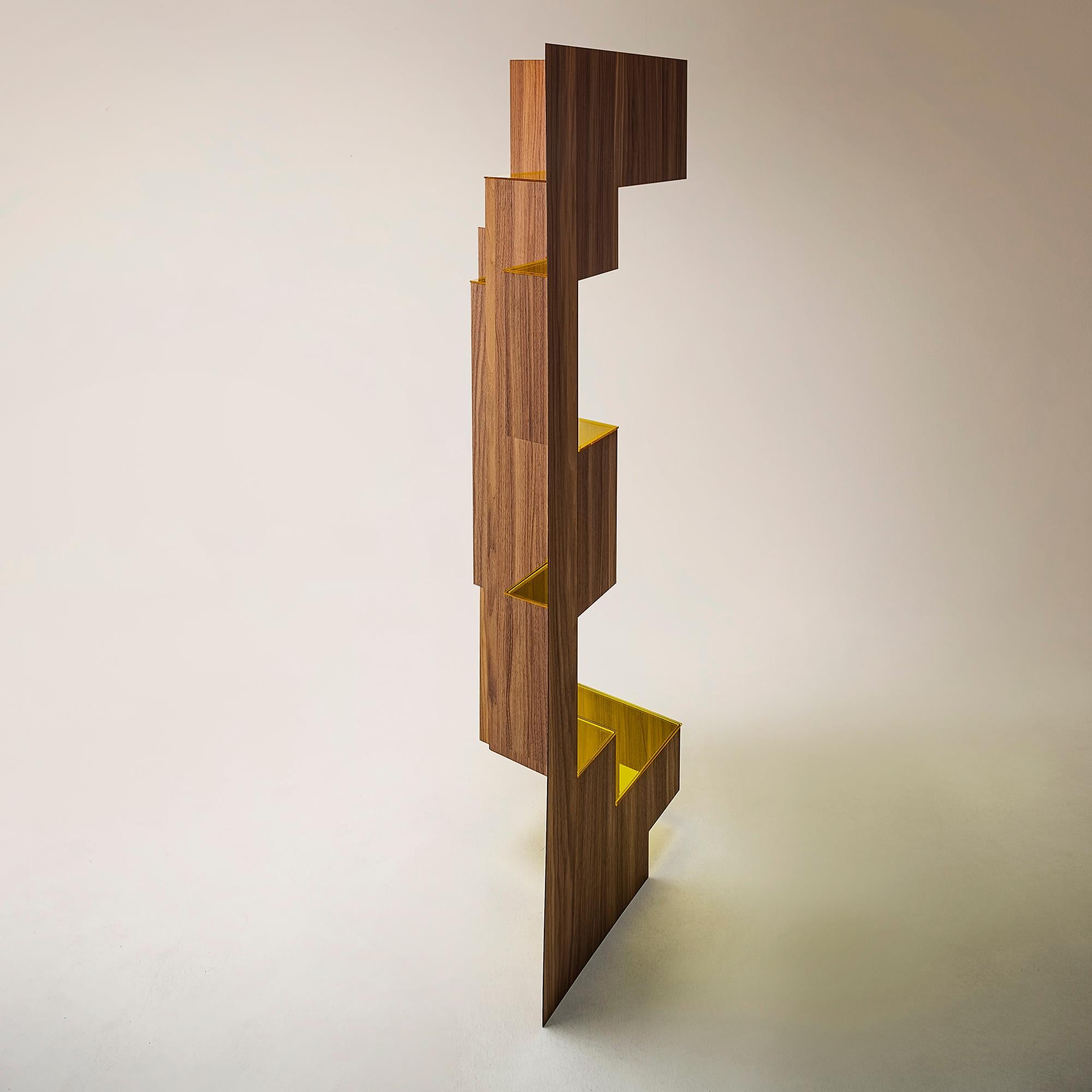 Moderner moderner skulpturaler Raumteiler aus Holz „Kirigami“ von Sebastiano Bottos Italia im Angebot 1
