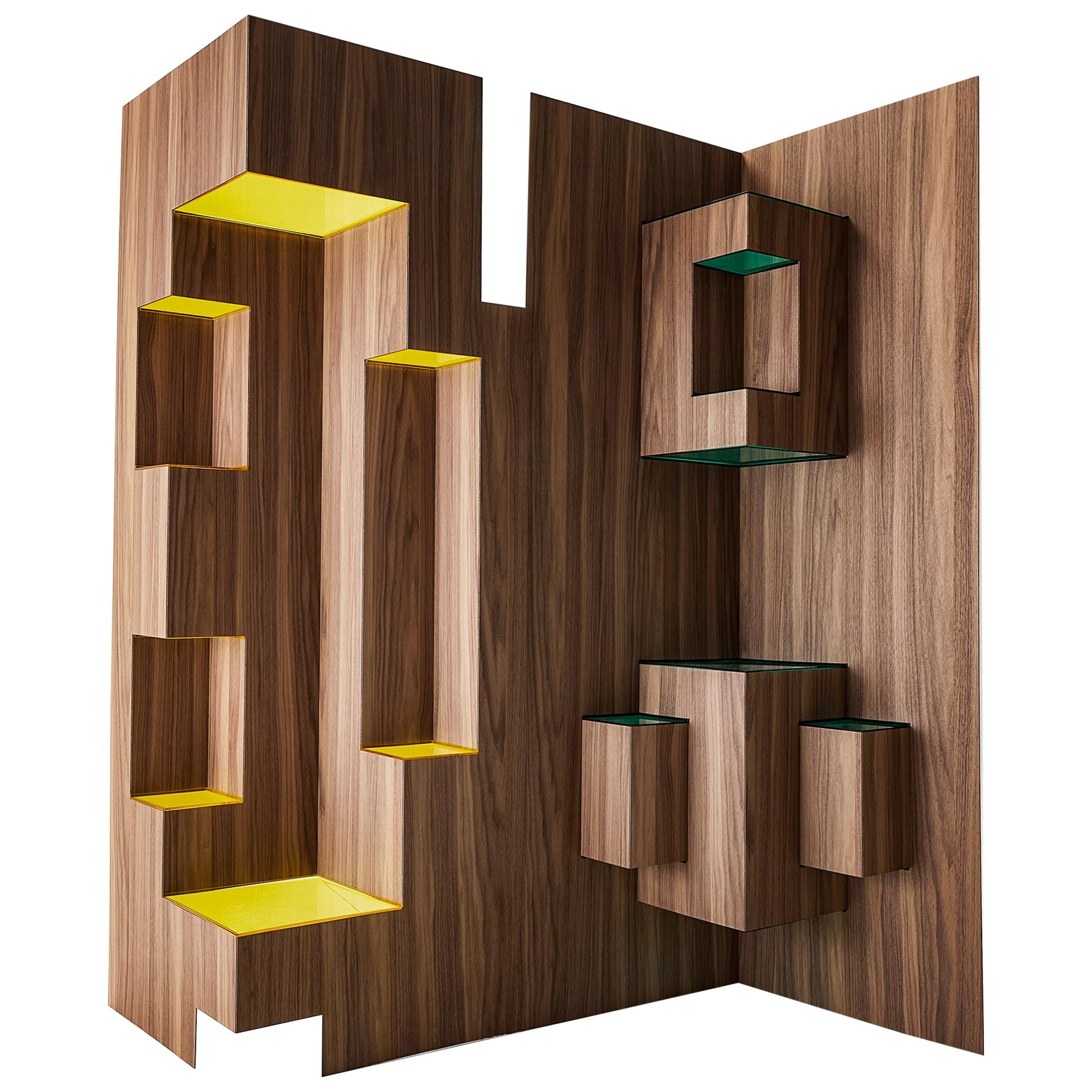 Modern Sculptural Wood Room Divider "Kirigami" by Sebastiano Bottos Italia