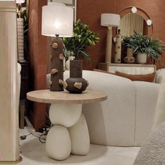Modern Sculptural Wood Side Table with Organic Base By José Castro