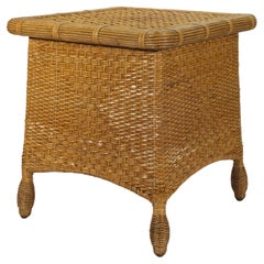 Modern Sculptural Woven Wicker Rattan Coffee Side Table