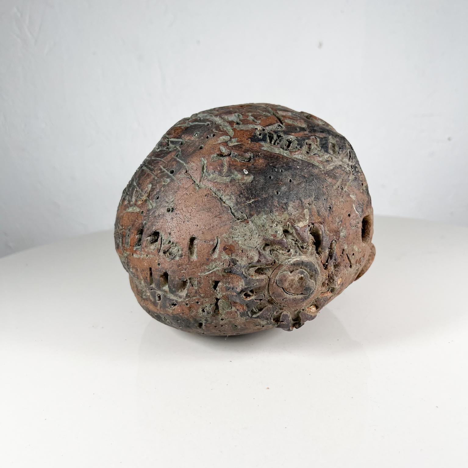 Mid-Century Modern  Modern Sculpturally Crafted Art Abstract Textured Sphere Pottery Three For Sale