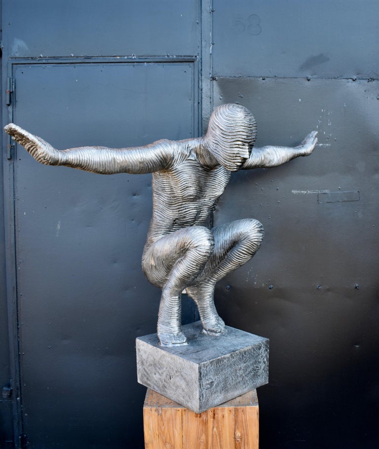 Modern Sculpture in Aluminum "The Challenge" For Sale at 1stDibs