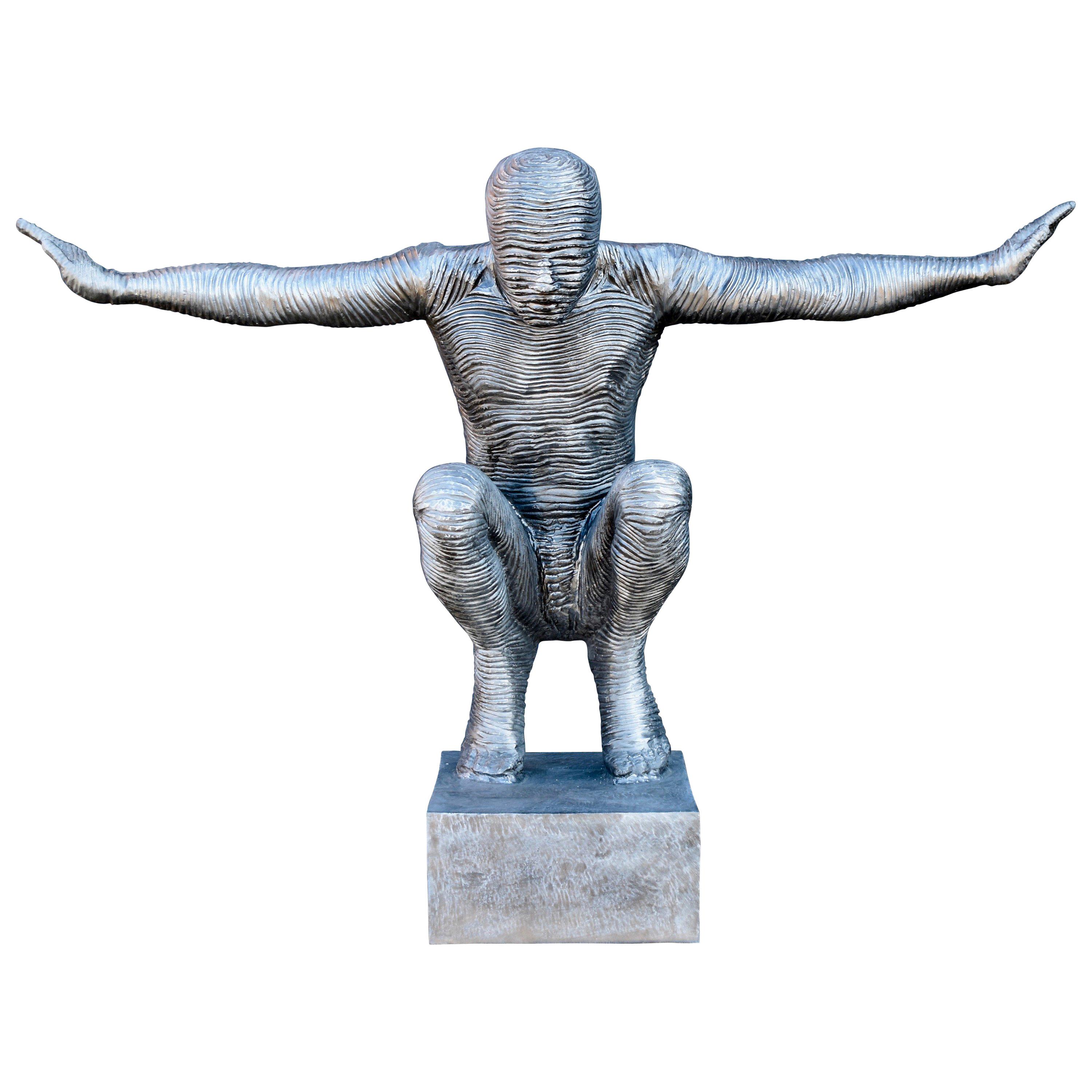 Modern Sculpture in Aluminum "The Challenge" For Sale