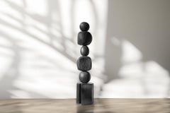 Modern Sculpture in Dark Art, Black Solid Wood by Escalona, Still Stand No94