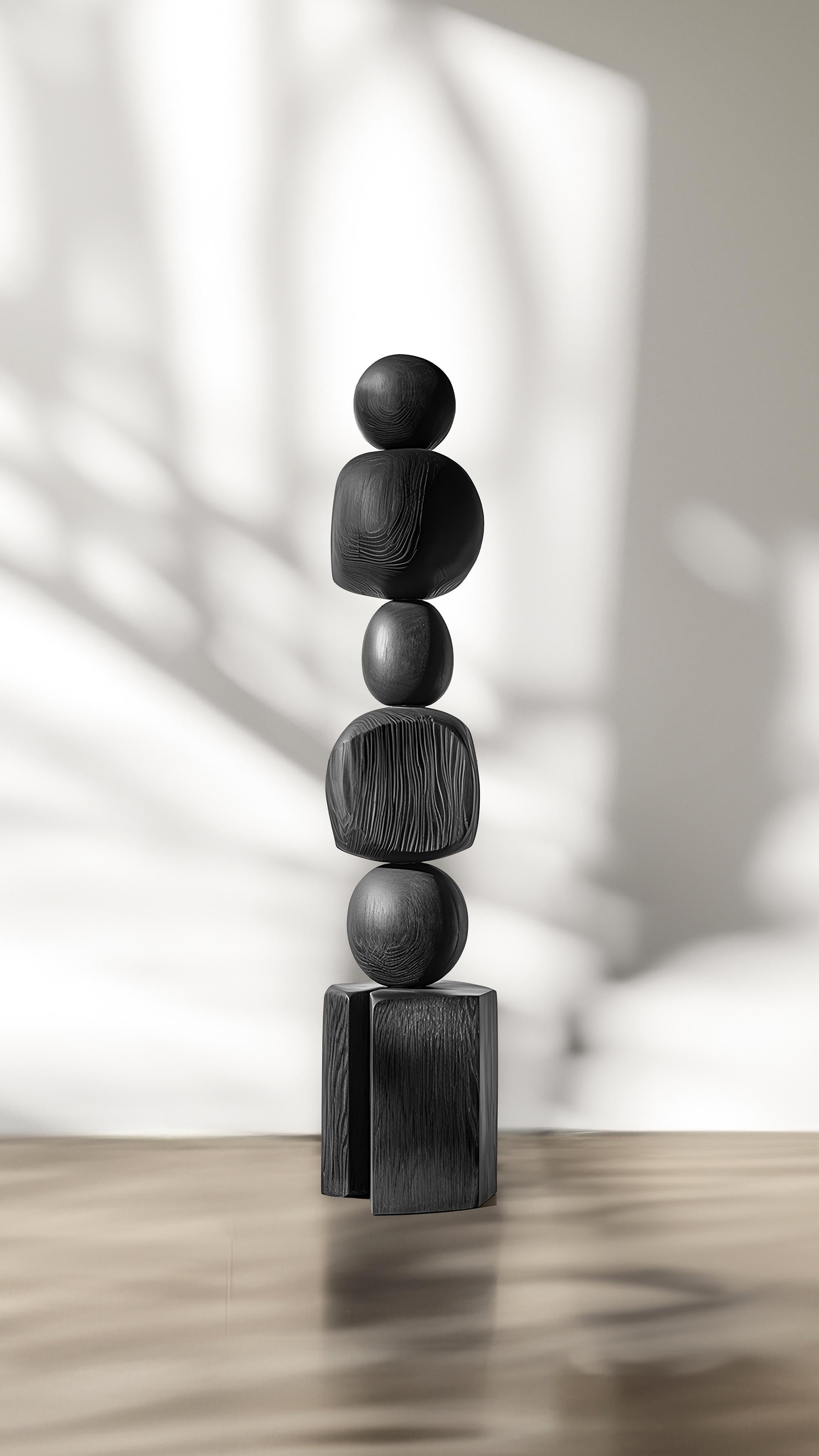 Mexican Modern Sculpture in Dark Art, Black Solid Wood by Escalona, Still Stand No94 For Sale