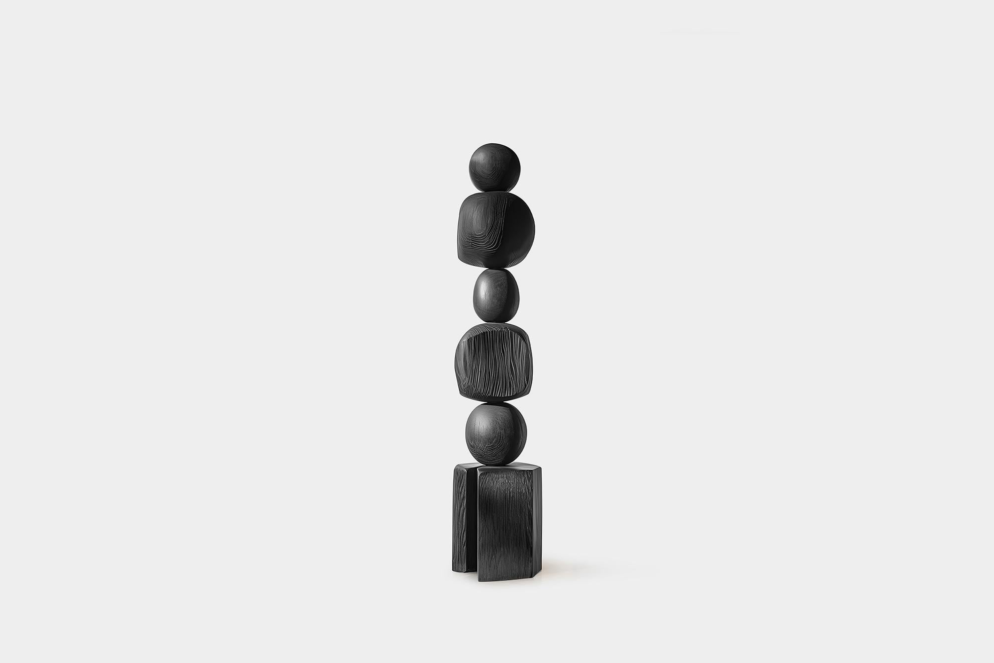 Hand-Crafted Modern Sculpture in Dark Art, Black Solid Wood by Escalona, Still Stand No94 For Sale