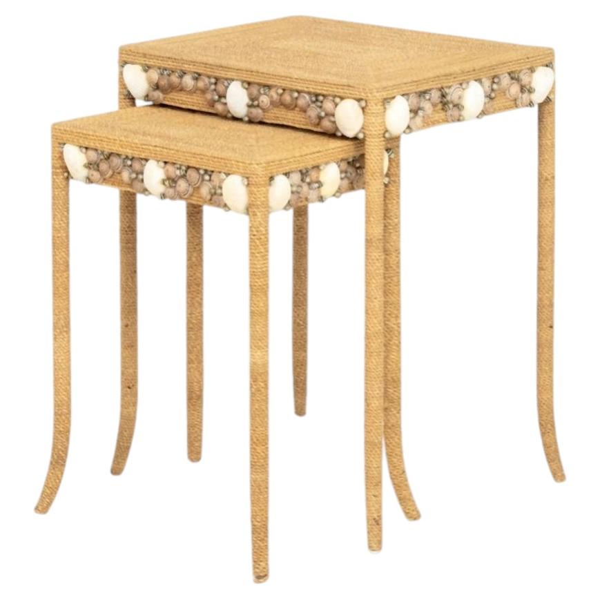 Modern Seagrass and Shell Nesting Tables, 2
